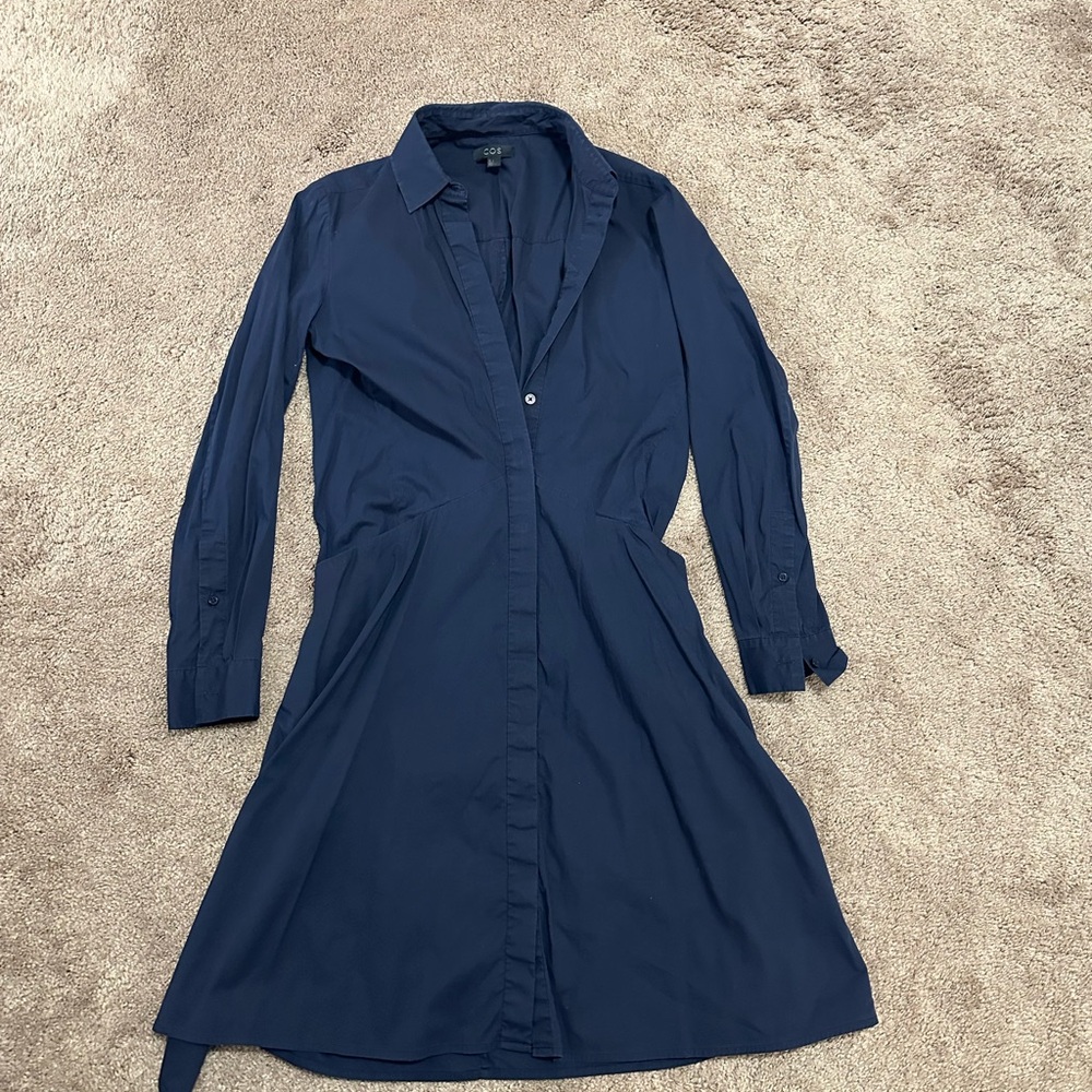 COS Elegant Navy Blue Shirt Dress